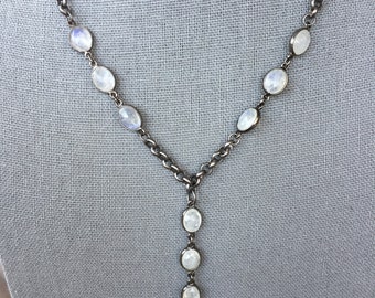 Rainbow Moonstone with quartz crystal pendant