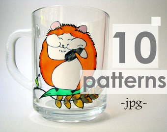 Animal pattern Printable coloring pages Hamster pattern Printable pattern Fall patterns Mug pattern Coloring Stain glass pattern Floral cup