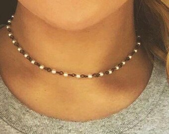 Pearl and Brass Choker