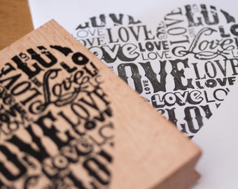 Large Wooden Rubber Stamp Heart Love - Scrapbooking / Craft /Wedding - LLYZ08
