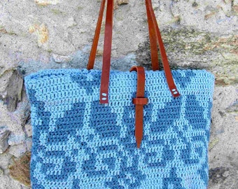 Crochet Bag Pattern "Damask Tote" by NTmaglia, downloadable .pdf file