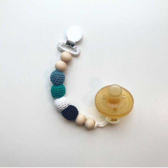 Whirlpool Clip - NomiLu Crocheted Clip -- Crocheted Beads Pacifier Clip