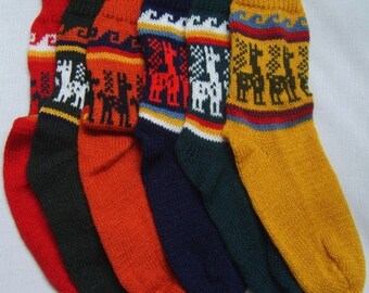 Alpaca Socks, warm and comfortable, 100% Alpaca wool yarn socks, bright colors