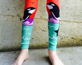 Leg and Arm Warmers for Boys and Girls - Fun Orca Sunset Design for Baby, Toddler, Kid and Tween - Great Baby Shower or Birthday Gift
