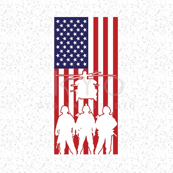 American Flag With Military Silhouettes Svg Veterans Day svg