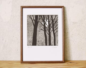 moon series 7 · original linocut · Limited Edition · DIN A5