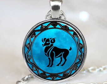 Aries Pendant, Aries Necklace, Aries Jewelry, Aries Charm Silver(PD0345)