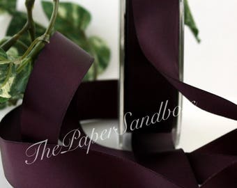 Aubergine Double Faced Satin Ribbon, Eggplant Satin Ribbon, 7/8" wide