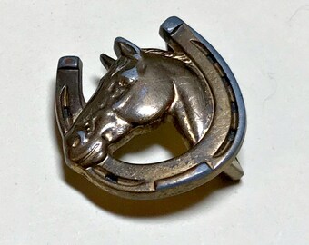 Vintage Hickok belt buckle, horse and lucky horseshoe, horse buckle, Hickok horse buckle, 1950s-60s