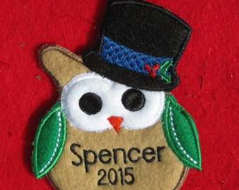 Owl Ornament or Gift Tag (Personalized, Monogrammed)
