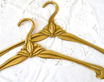 1 vintage brass coat hanger brass wedding dress hanger clothes hanger french vintage vintage brass bridal hanger
