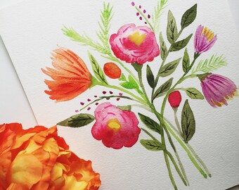 Bright Floral Watercolor 8x10