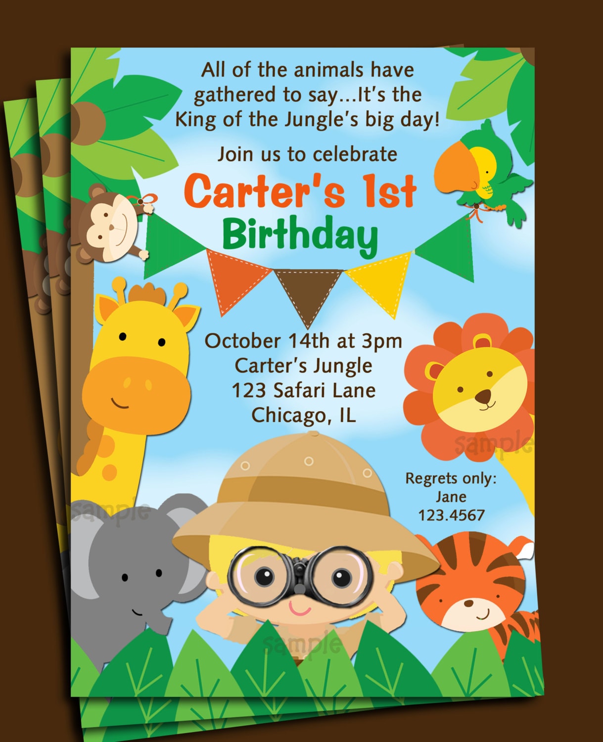 Zoo Animals Blank Invitations