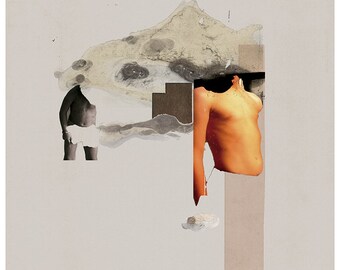 Collage with mountain - mixed media - A3 - Limited edition