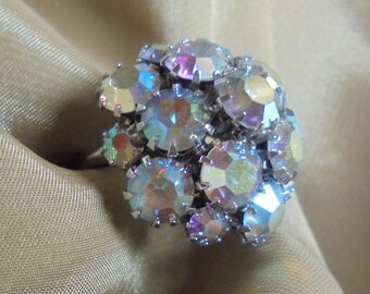 Vintage 1960s Sarah Coventry Aurora Borealis Crystal Ring