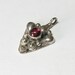 Delicate garnet bali sterling silver pendant charm 3/4" long