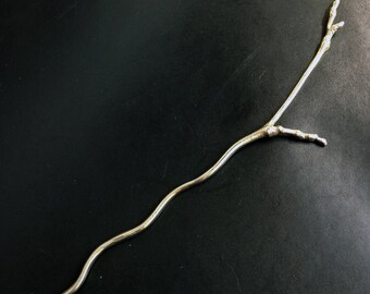 Twig Shawl Stick (white brass, knitwear, crochetwear, jewelry, unique, handmade, fair trade, closure, accessory)