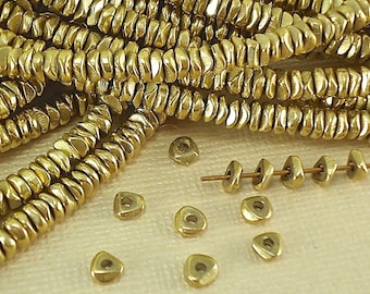 40 Brass Spacer Disk 4mm Heishi Chip Nugget Disc Loose Beads from India Flat tiny Metal Beads Natural Heishi