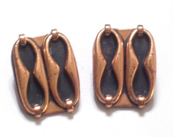Vintage RENOIR Copper Enamel ESPANA Modernist Clip Earrings, Modernist Renoir Earrings, Mid Century Modern