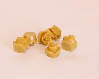 10 TEENY ROSE Cabochons - 8mm - Muted Mustard Color