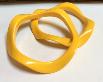 Bright Yellow Plastic Bangle Bracelets