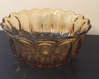 Vintage Large Amber Glass Bowl