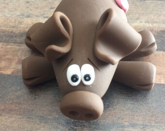 Polymer Clay Brown Piggy
