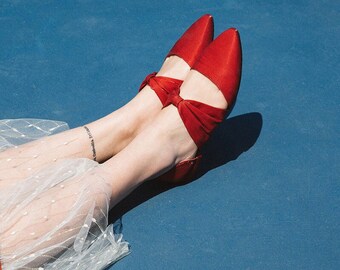 L'amant Collection red ballet flat shoes