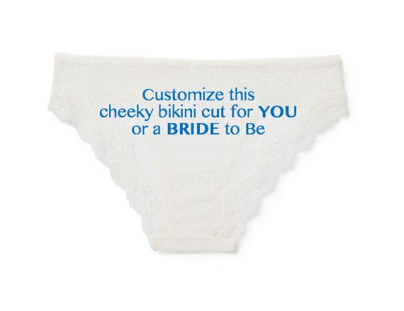 CUSTOMIZE this Lace Cheeky Bikini cut for YOU or the BRIDE to Be, Bachelorette Gift, Bridal Shower, Custom Underwear, Personalized Panties