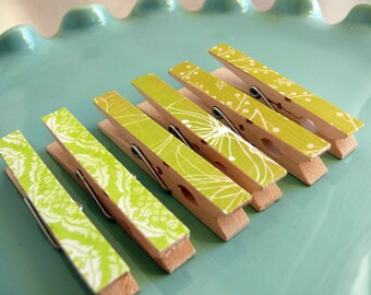 Decoupaged Clothespins Decorative Memo clips--Lily Organization, Home Office, Kitchen, Chip Clip Gifts Under 5 Dollars Hostess Gift