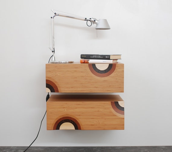 Kleine Nachttische Mid-Century modern Bambus-Stil mit