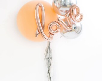 Giant Love Script Balloon Rose Gold / Engagement Party Decorations / Bridal Shower / Wedding / Birthday / Letter Balloons / Photo Props