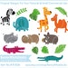 Safari Jungle Animals Clip Art. For Personal and Small Commercial Use. B-0036