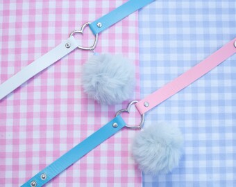 choker heart pompon