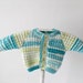 Handmade Knitted Baby Boy Cardigan/Sweater Size 0-3 Months/18 Inches in Turquoise and Lime mix Yarn, Newborn Baby, Baby shower, Baby Boy