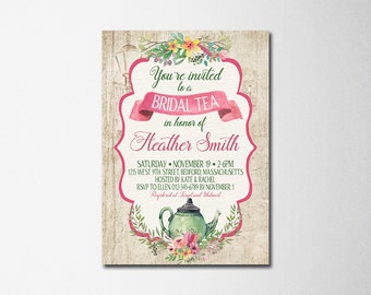 Bridal Shower Invitation Bridal Shower Tea Party Invitations Printable Vintage Bridal Tea Party Invite Bridal Invite Bridal Wedding Shower