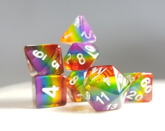 DnD Dice Set / Rainbow ROYGBIV "Spectrum" / Tabletop RPG Polyhedral dice, D&D dice set / Dungeons and Dragons dice set, Critical Role Pride