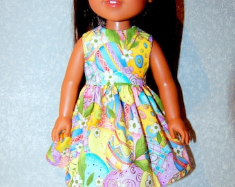 Dress for 14.5" Wellie Wishers or Melissa & Doug Doll Clothes Easter Egg sparkle tkct1209 READY TO SHIP