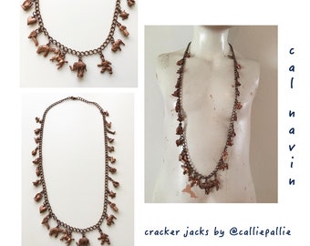 Cracker Jack Necklace Vintage Collectable Charms 1920's - 1950's Fashion Accessory