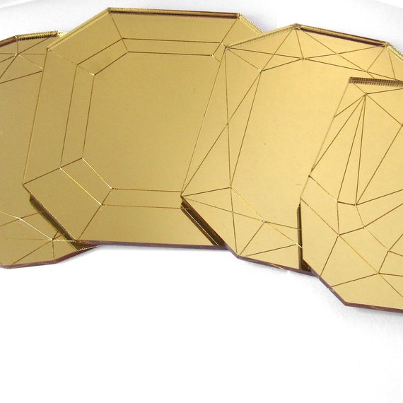 Items similar to Mirror Gold Coffee Table Coasters Laser Cut Acrylic