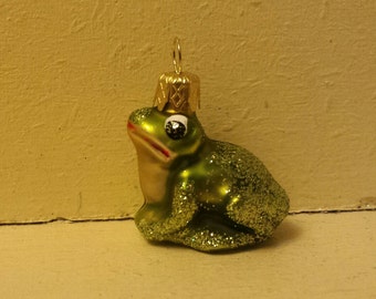 Blown Glass mini Green Frog Christmas Tree Ornament Decoration or Bauble