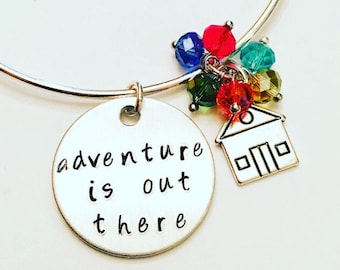 Adventure is Out There Disney Pixar Up Inspired Stamped Adjustable Bangle Charm Bracelet