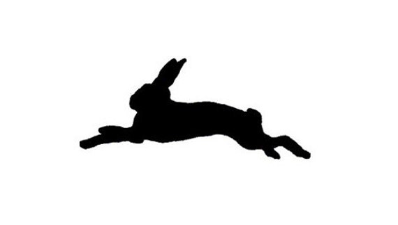 Download Vintage hopping bunny rabbit silhouette image turned Rubber