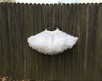 Vintage very full white crinoline fluffy slip skirt petticoat partners please malco modes rockabilly can can square dance one size S M L