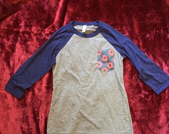Unisex Fishman Donut Baseball Pocket Tee in Navy and Gray Phish Shirt / You Enjoy My Shirt