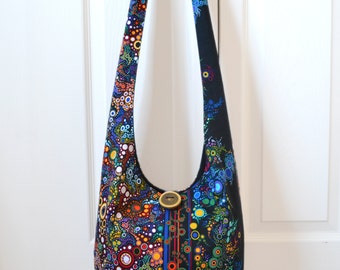 MADE TO ORDER Hobo Bag Boho Bag Sling Bag Hippie Bag Crossbody Bag Bohemian Purse Slouch Bag Hippie Purse Hobo Purse Bubbles Effervescence