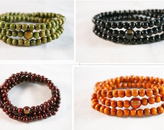 6mm 108 Round Sandalwood Buddhist Prayer Beads Mala Bracelet various color