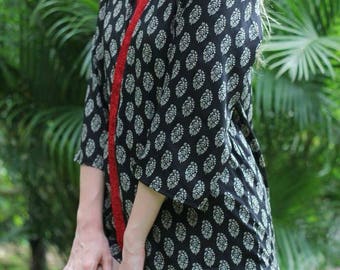 Gold Leaf Silk Kimono, Kimono robe, Boho kimono, Vintage Kimono, festival kimono, hippie kimono, black Kimono, Silk Pyjamas, Yoga Clothing