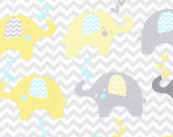 Dream Big Elephant Line on Cotton fabric