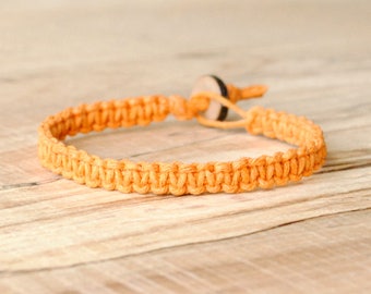 Orange hemp bracelet, hemp anklet, hemp jewelry, beach anklet, hippie gifts, boho jewelry, surfer bracelet, surfer jewelry